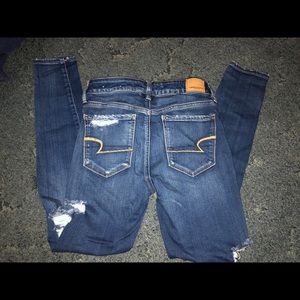 Distressed American Eagle Hi Rise Jeggings